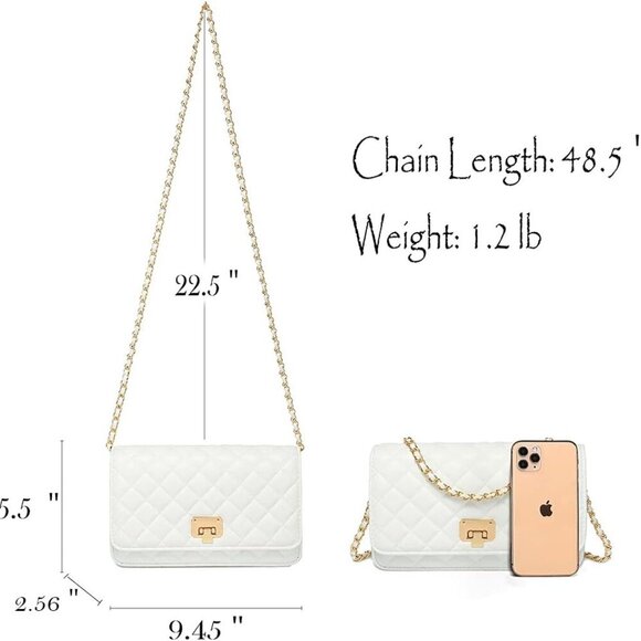 Women Leather Shoulder Bag Crossbody Handbag Evening Chain Stylish - Picture 4 of 6